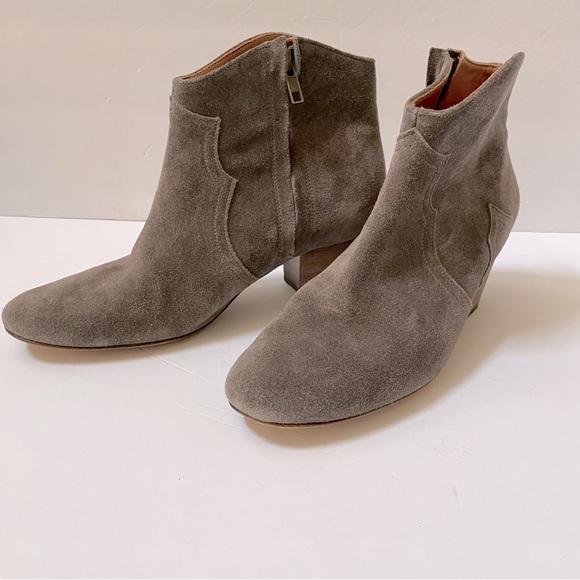Isabel Marant Dicker Taupe Gray Suede Western Ankle Booties Size EU 38/US 8 - Picture 3 of 14